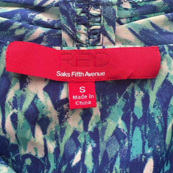 RED by Saks Fifth Avenue Ruffle Front Sleeveless Blouse Two Tone Blue Size Small - Picture 3 of 4